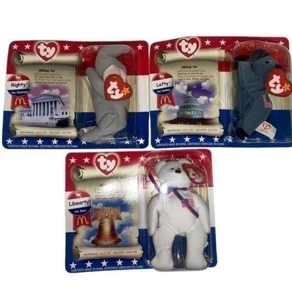 2000 Ty Teenie Beanie Babies X McDonald’s - American Trio - Picture 1 of 5